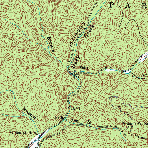 Topographic Map of Indian Creek, NC