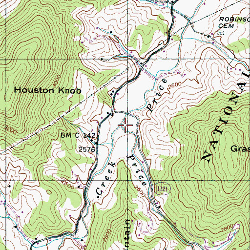 Topographic Map of Indian Creek, NC