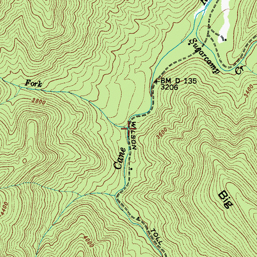 Topographic Map of Indian Fork, NC