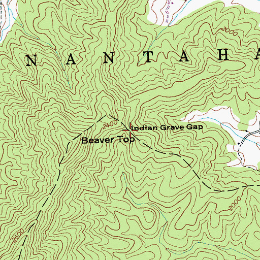 Topographic Map of Indian Grave Gap, NC