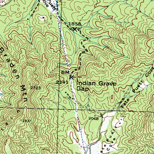 Topographic Map of Indian Grave Gap, NC