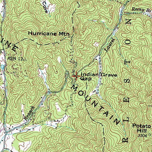 Topographic Map of Indian Grave Gap, NC