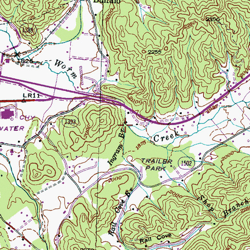 Topographic Map of Ingram Branch, NC