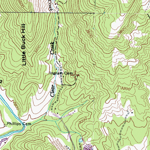 Topographic Map of Ingram Cemetery, NC