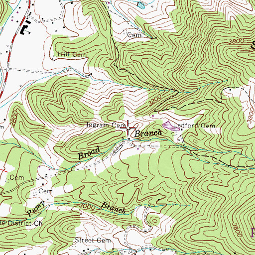 Topographic Map of Ingram Cemetery, NC