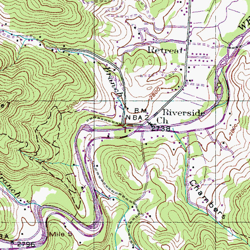 Topographic Map of Inman Branch, NC