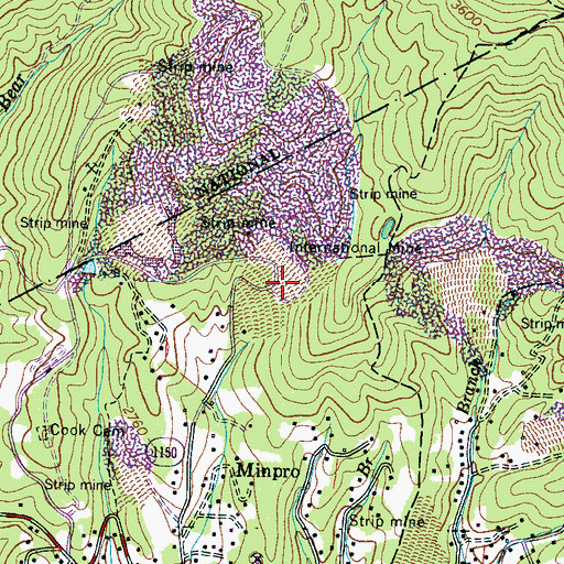 Topographic Map of International Mine, NC