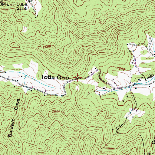 Topographic Map of Iotla Gap, NC