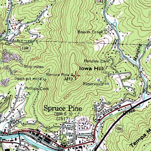 Topographic Map of Iowa Hill, NC