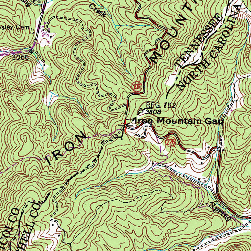 Topographic Map of Iron Mountain Gap, NC