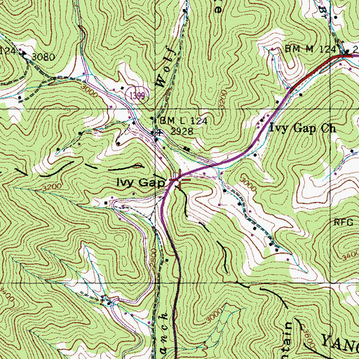 Topographic Map of Ivy Gap, NC