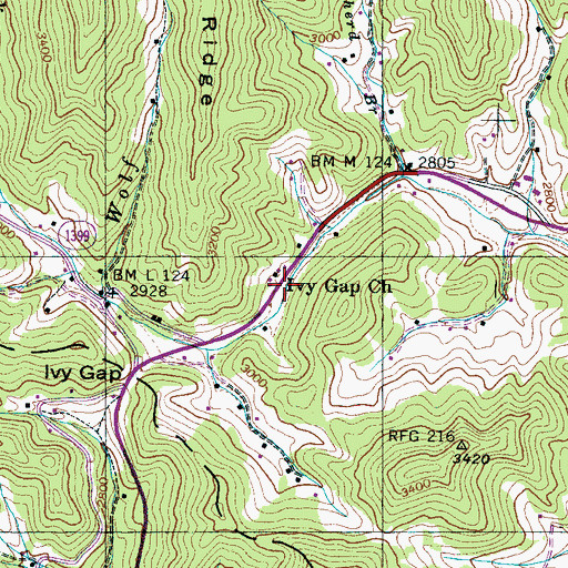 Topographic Map of Ivy Gap Church, NC