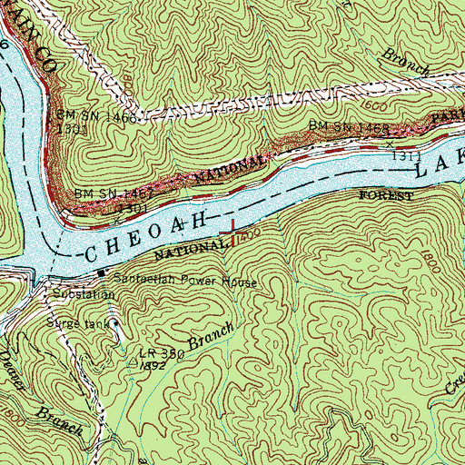 Topographic Map of Jack Shute Branch, NC