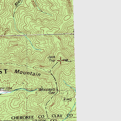 Topographic Map of Jack Top, NC