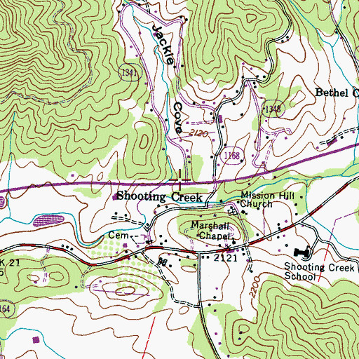 Topographic Map of Jackie Cove, NC