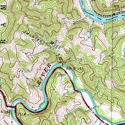 Topographic Map of Jackies Mill Branch, NC