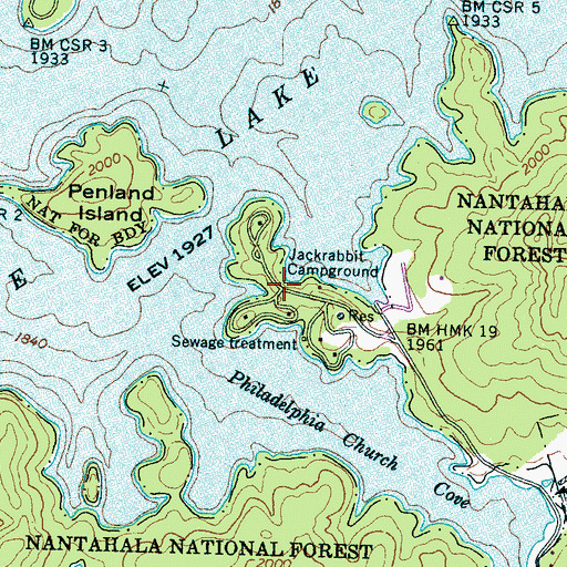 Topographic Map of Jackrabbit Campground, NC