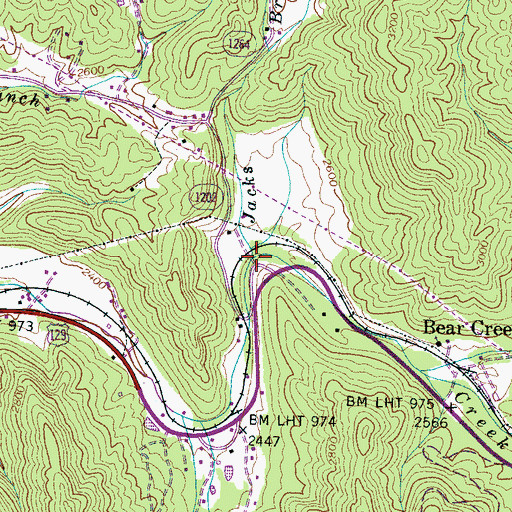 Topographic Map of Jacks Branch, NC