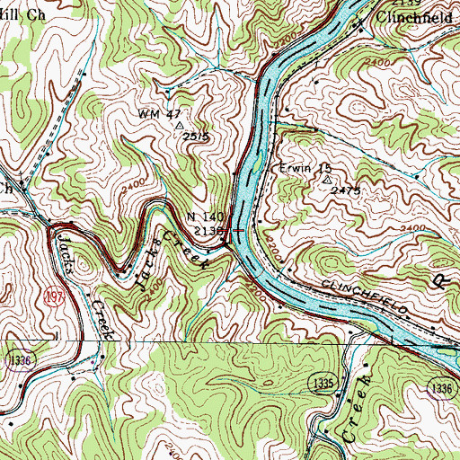 Topographic Map of Jacks Creek, NC