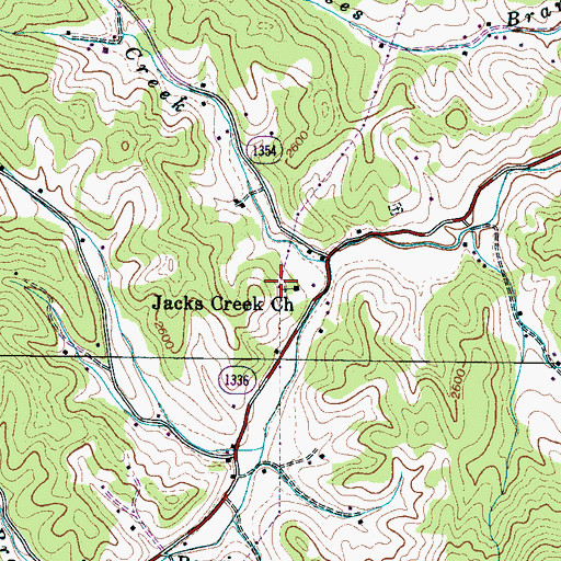 Topographic Map of Jacks Creek Church, NC