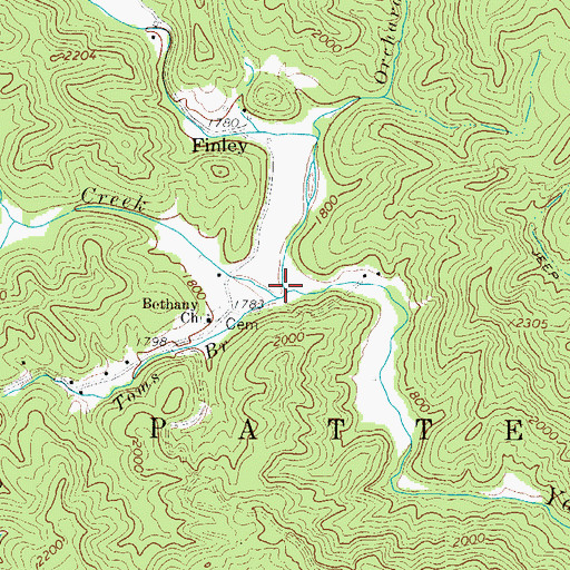 Topographic Map of Jackson Camp Creek, NC