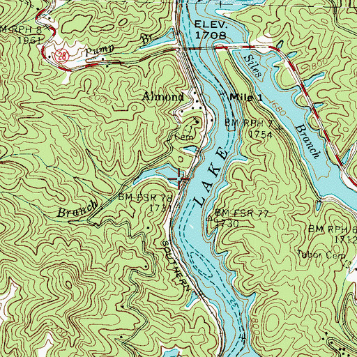 Topographic Map of Jake Branch, NC