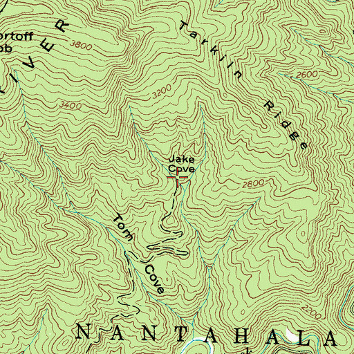Topographic Map of Jake Cove, NC