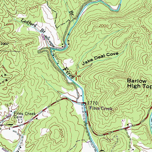 Topographic Map of Jake Deal Cove, NC