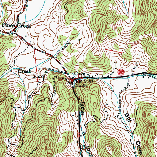 Topographic Map of James Branch, NC
