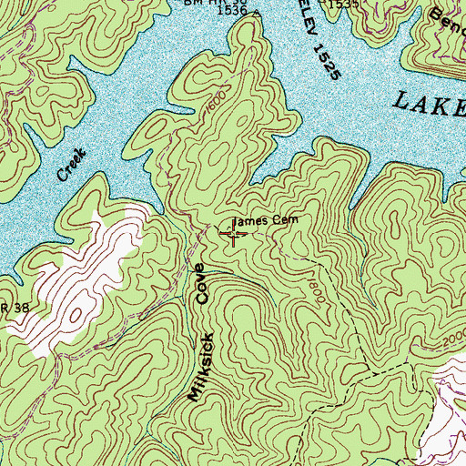 Topographic Map of James Cemetery, NC