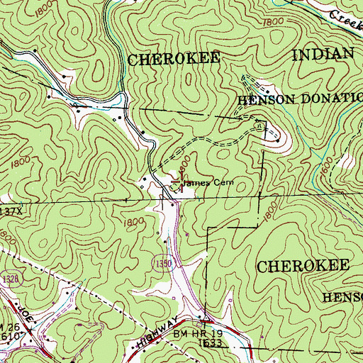 Topographic Map of James Cemetery, NC