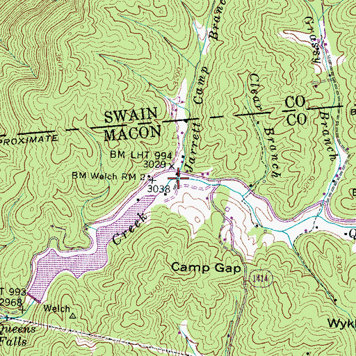 Topographic Map of Jarrett Camp Branch, NC