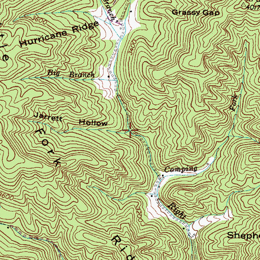 Topographic Map of Jarrett Hollow, NC
