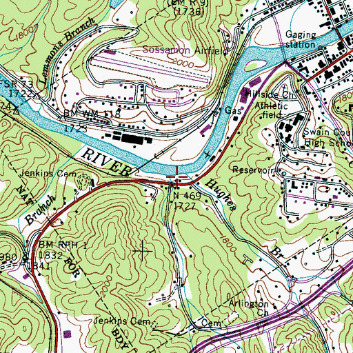 Topographic Map of Jenkins Branch, NC