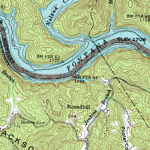 Topographic Map of Jenkins Branch, NC