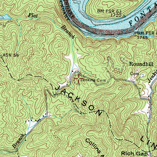 Topographic Map of Jenkins Cemetery, NC