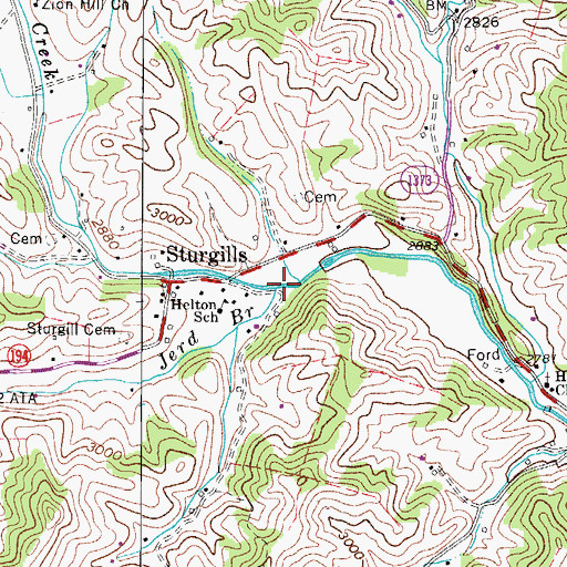 Topographic Map of Jerd Branch, NC