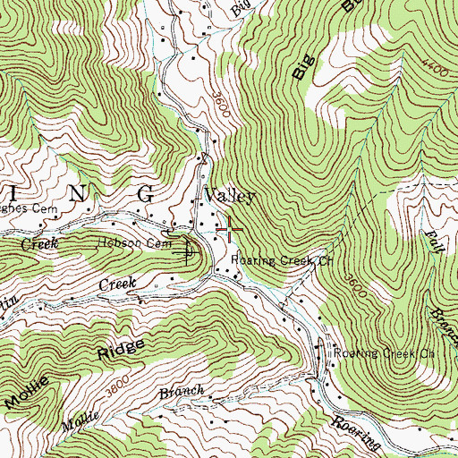 Topographic Map of Jerry Creek, NC