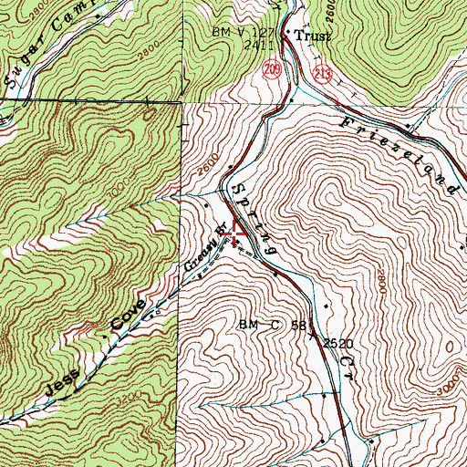 Topographic Map of Jess Cove, NC