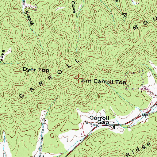 Topographic Map of Jim Carroll Top, NC