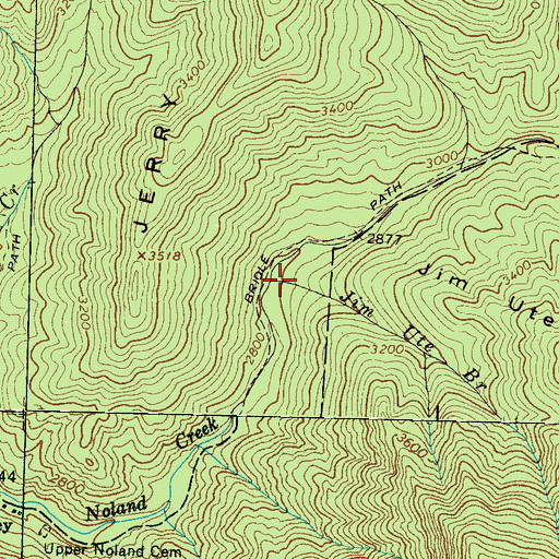 Topographic Map of Jim Ute Branch, NC