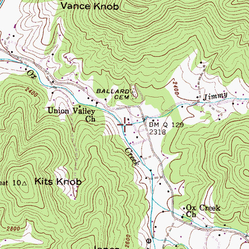 Topographic Map of Jimmy Branch, NC