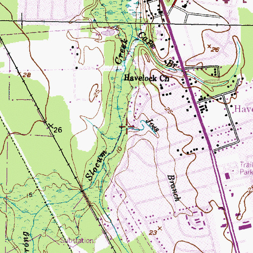 Topographic Map of Joes Branch, NC