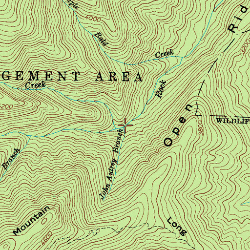 Topographic Map of John Autrey Branch, NC