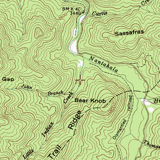 Topographic Map of John Branch, NC