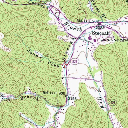 Topographic Map of John Cove, NC