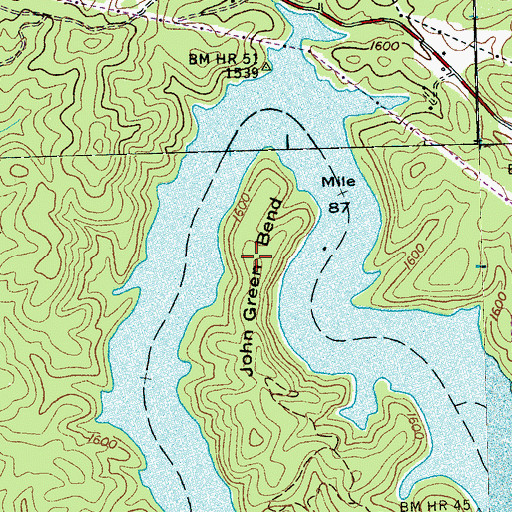 Topographic Map of John Green Bend, NC