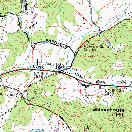 Topographic Map of John Reese Branch, NC