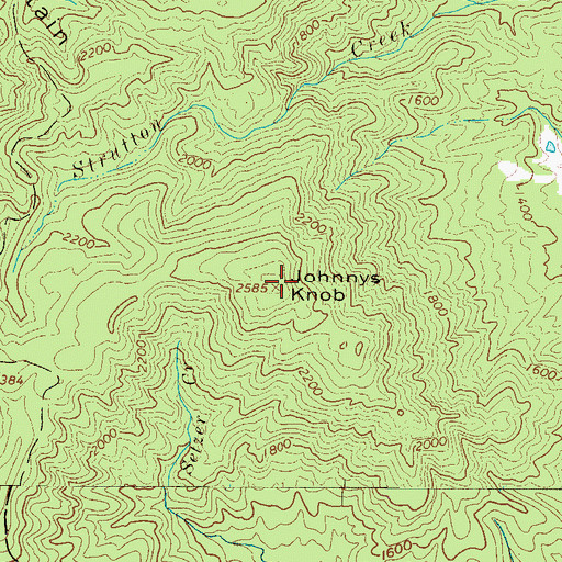 Topographic Map of Johnnys Knob, NC