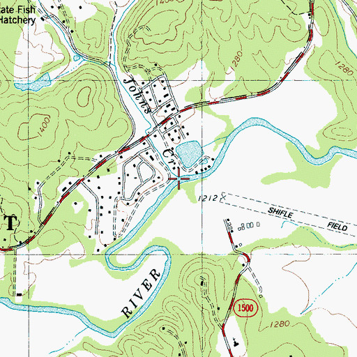 Topographic Map of Johns Creek, NC